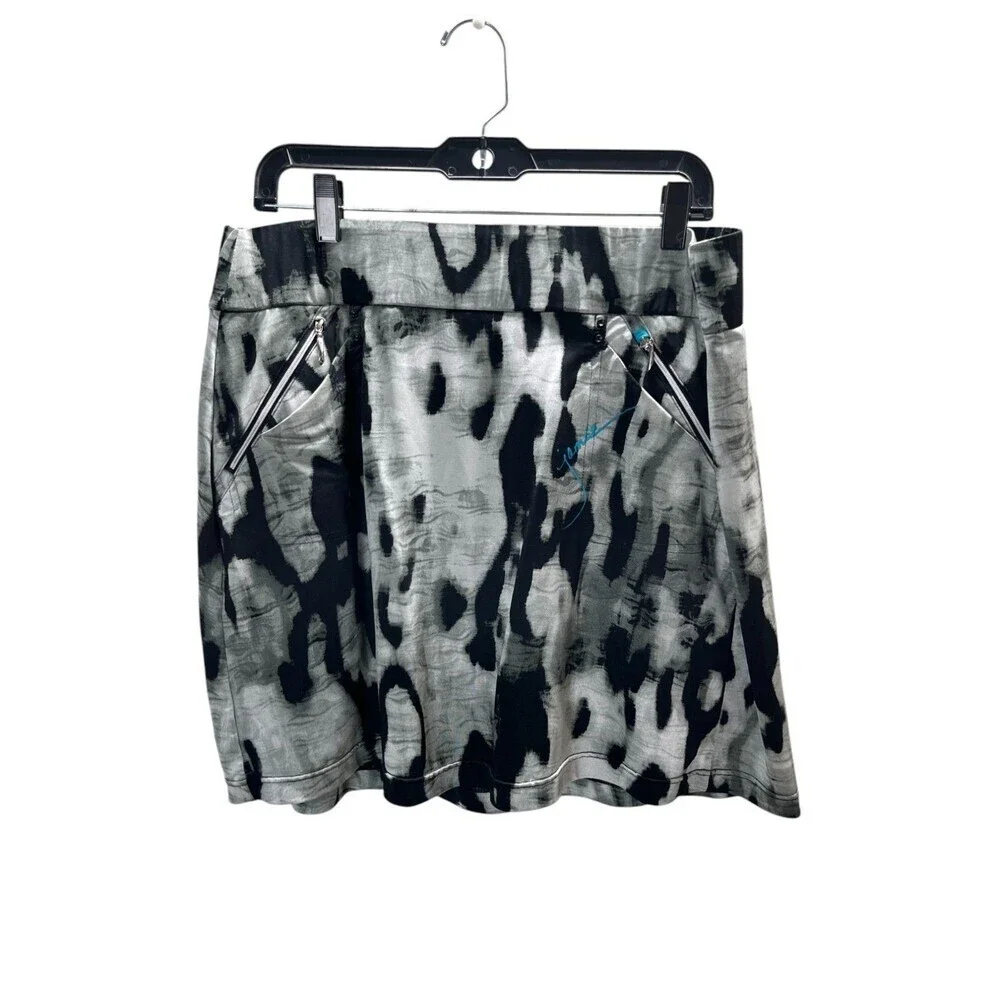 Jamie Sadock Skirt Women's Size 18 Black Gray Animal Print